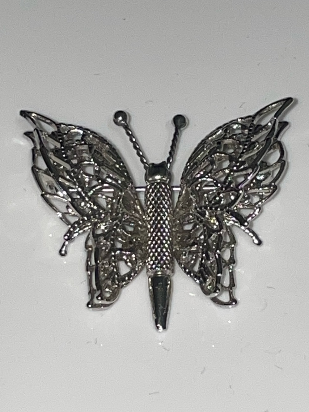 Monet Silver Filigree Butterfly Brooch Pin